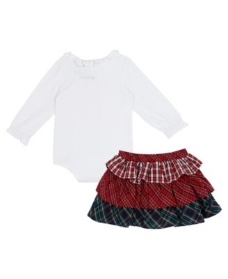 Baby Girls' Mixed Plaid Skirt and Bodysuit, 2-Piece Set