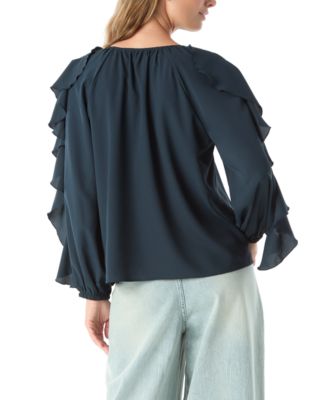DO by Women's Elysia Ruffled V-Neck Top