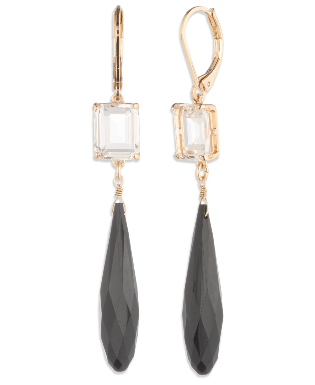 Ralph Lauren Glass & Epoxy Stone Double Drop Earrings In Black