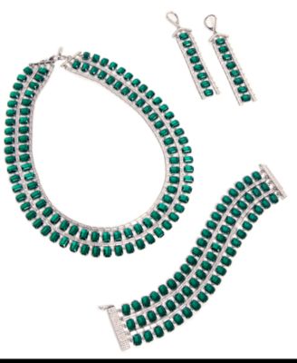 Cubic Zirconia and Epoxy Stone Tennis Multirow Necklace