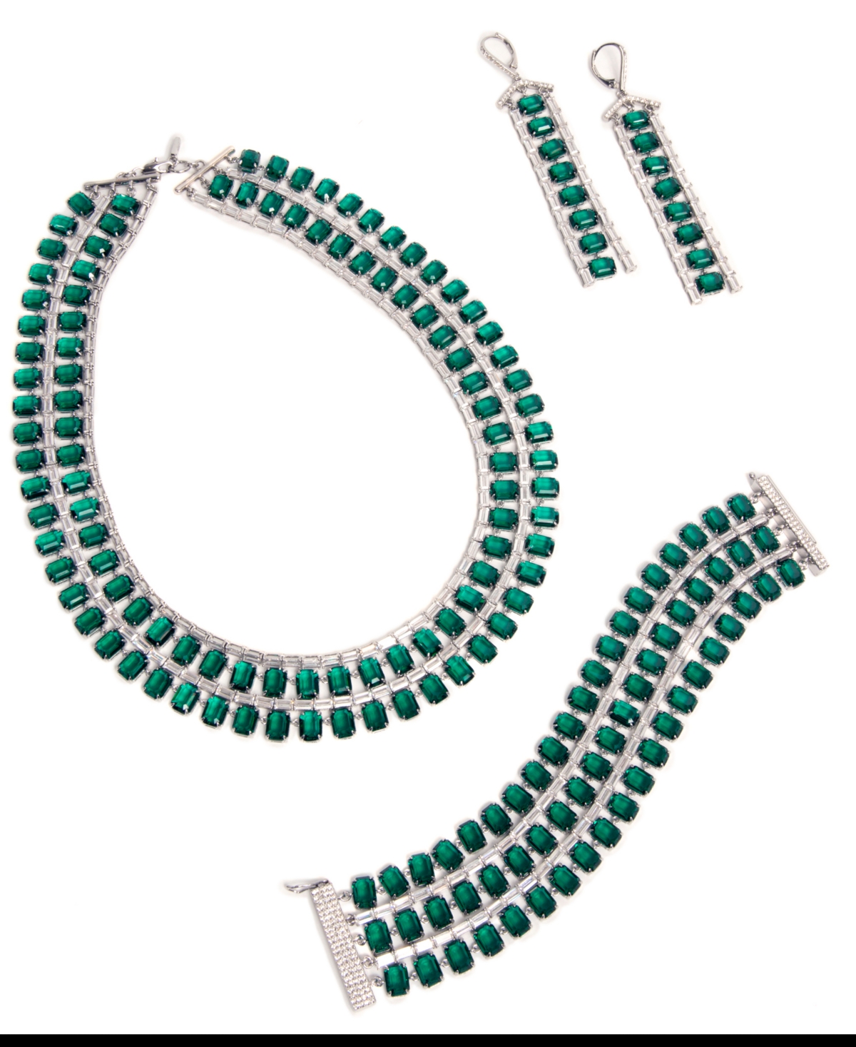 Ralph Lauren Cubic Zirconia And Epoxy Stone Tennis Multirow Necklace In Green