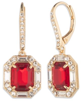 Glass Stone Silver-Tone Drop Earrings (also in Gold-Tone)