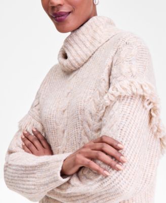 Women's Turtleneck Fringe Trim Sweater, Macy's Exclusive 