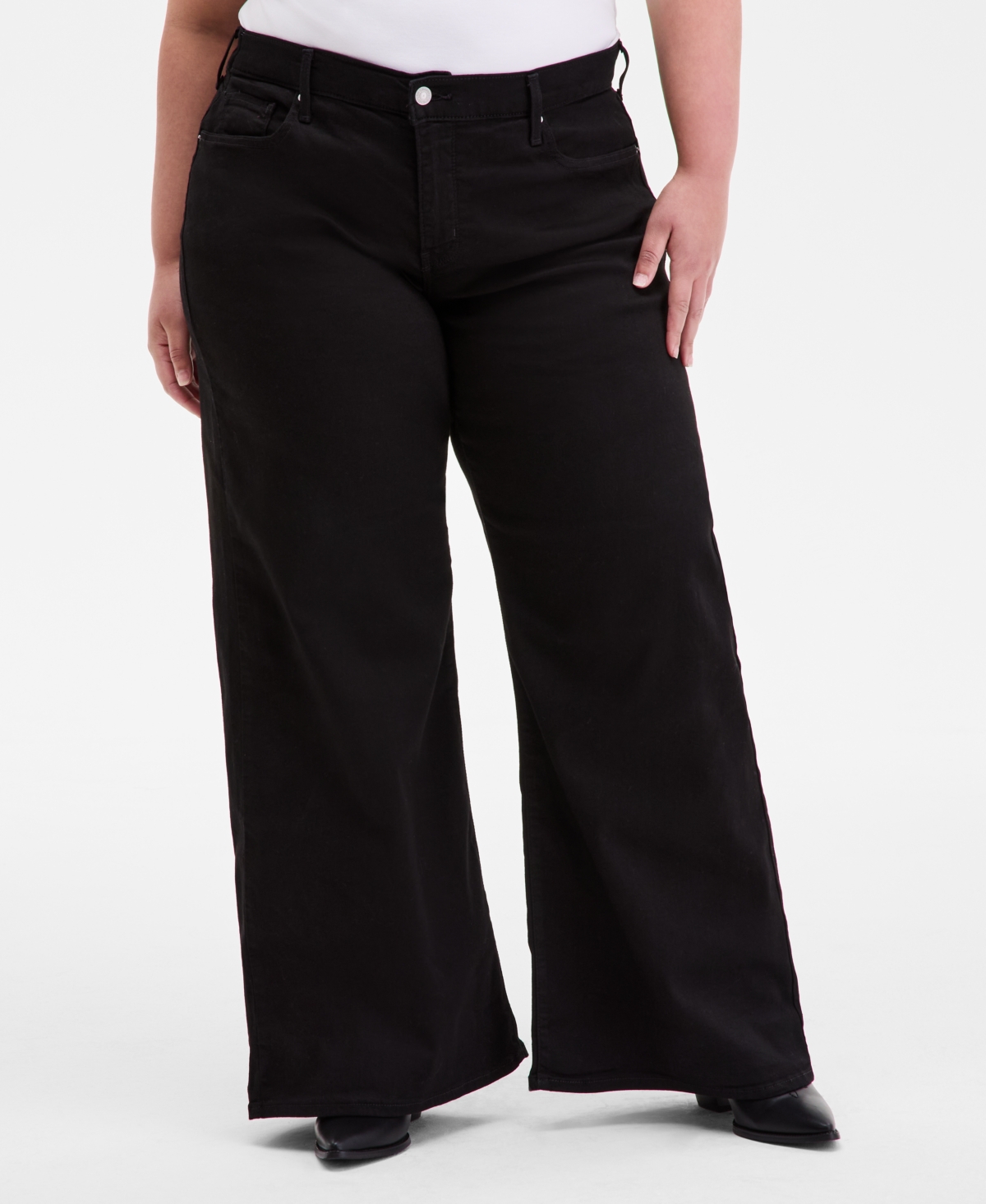Levi's Plus Size Mid Rise 318 Shaping Wide-leg Jeans In Black