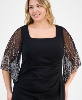 Plus Size Chiffon-Sleeve Gown