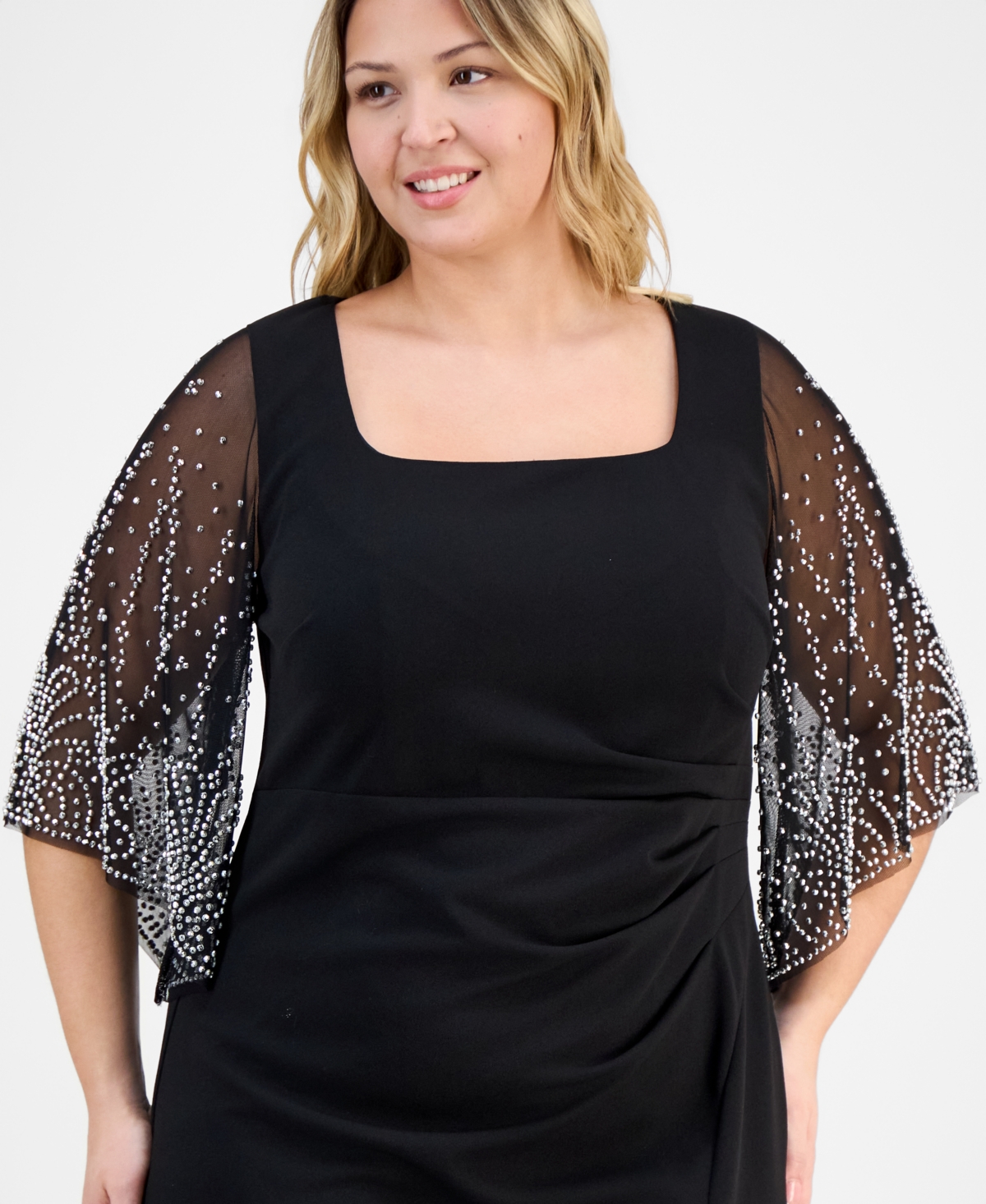 Alex Evenings Plus Chiffon-Sleeve Gown