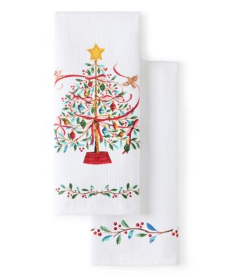 Fiesta - Holiday Tree and Holly Spring 2-Pc. Kitchen Towel Set