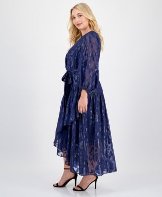 Plus Size Metallic Tiered High-Low Maxi Dress