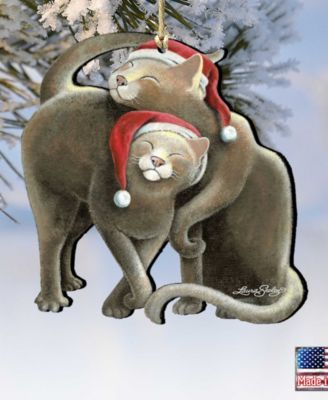 Santa Cats Wooden Ornament by L. Seeley