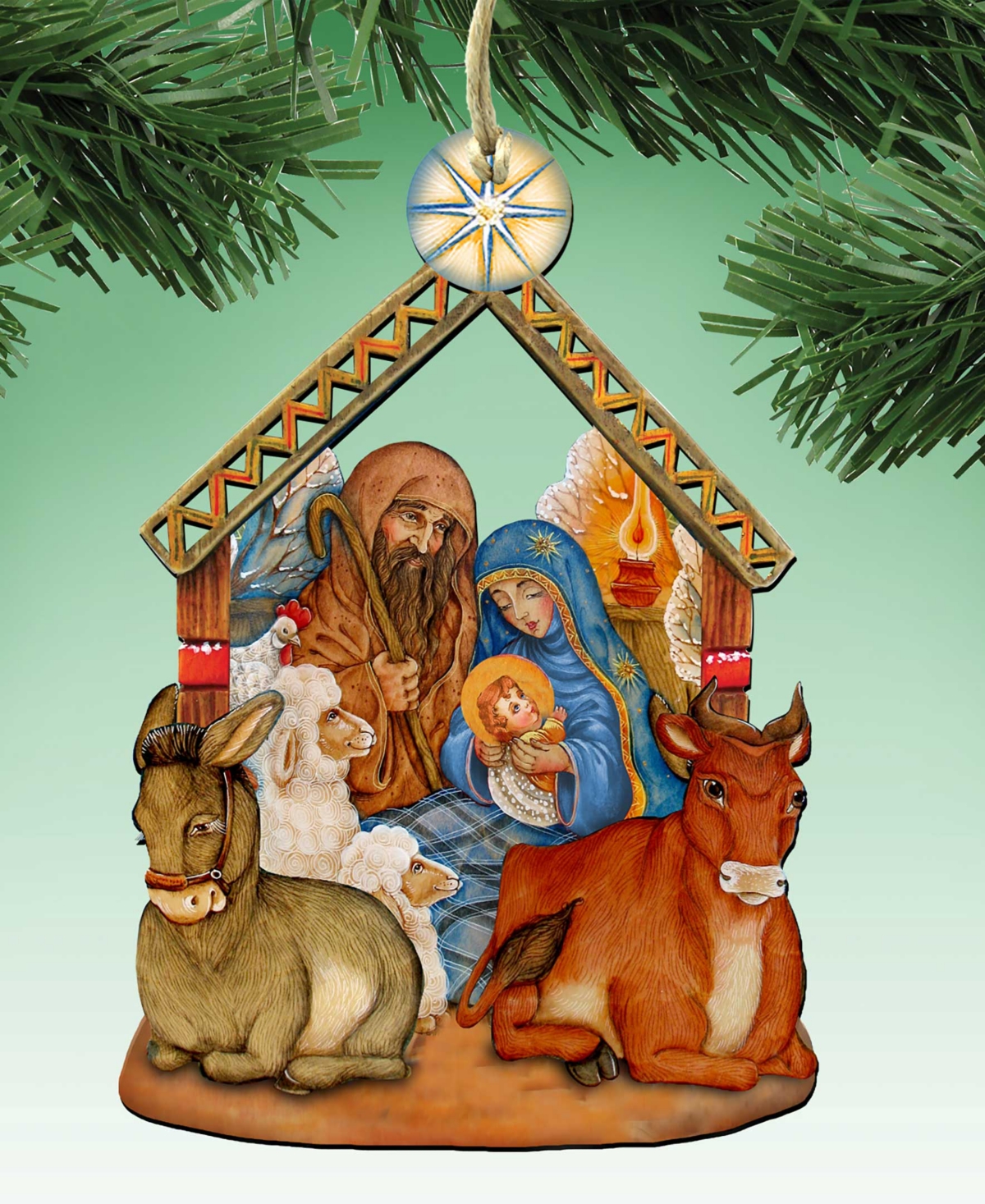 Designocracy Nativity Wooden Christmas Ornament
