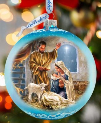 A Child Is Born Nativity LE Glass Ornament