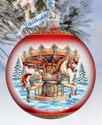 G. Debrekht Winter Wonderland Carousel Christmas Glass Ornament