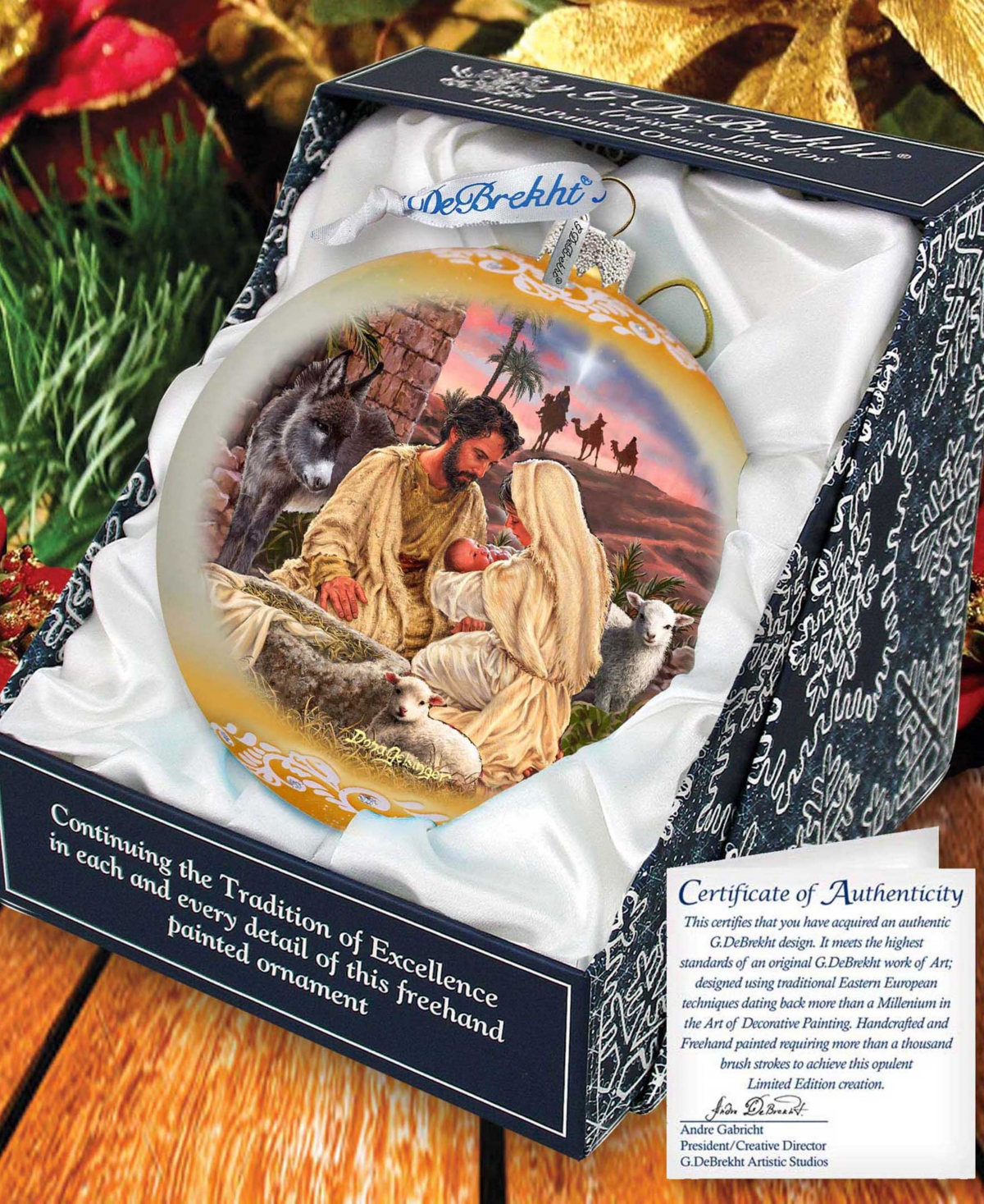 G.debrekht G. Debrekht A Miracle Is Born Le Glass Holiday Ornament In Multi