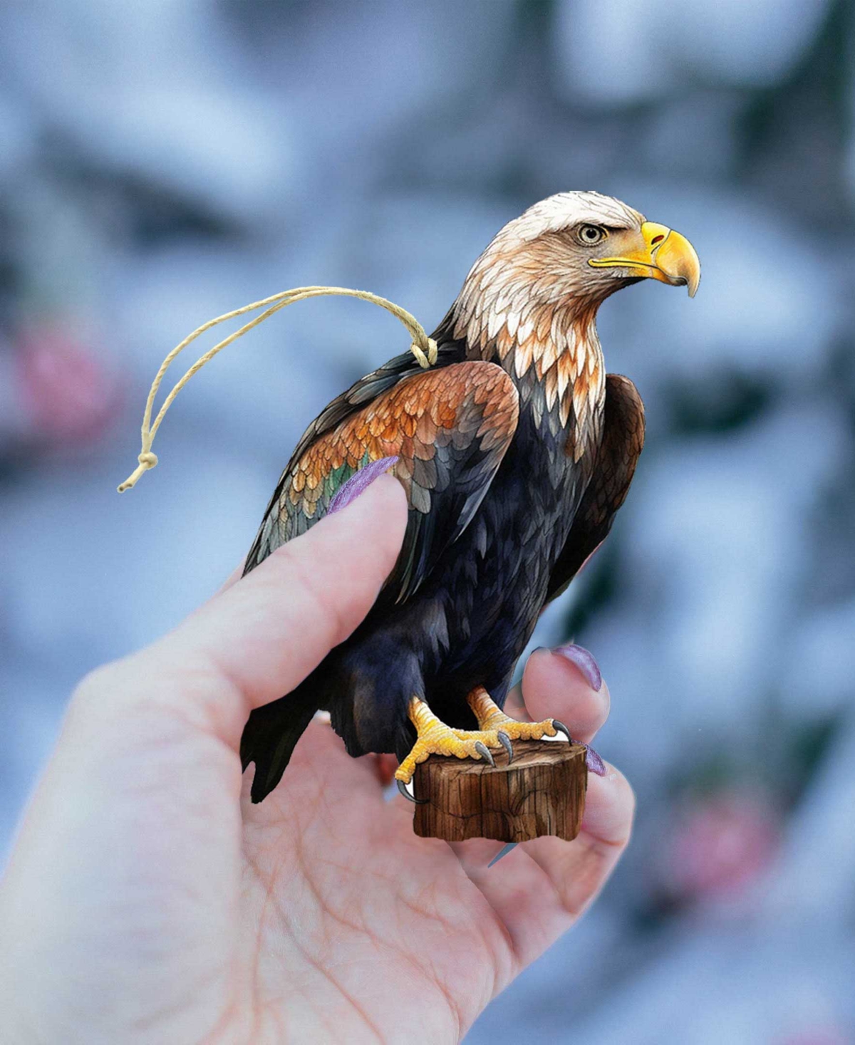 Designocracy Alaskan Eagles Wooden Ornaments, Set Of 4 In Multi