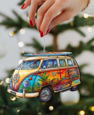Hippie Van Christmas Wooden Ornament