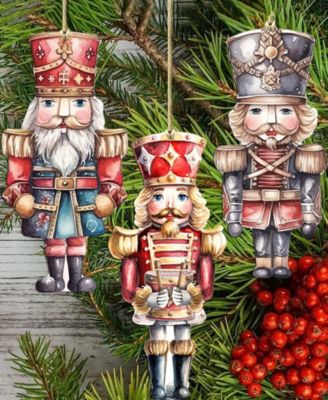 Nutcrackers Christmas Ornaments, Set of 3