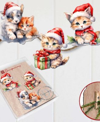 Christmas Cats Clip Ornaments, Set 3