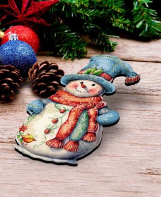 Snowman Wooden Clip-on Ornaments, Set of 3