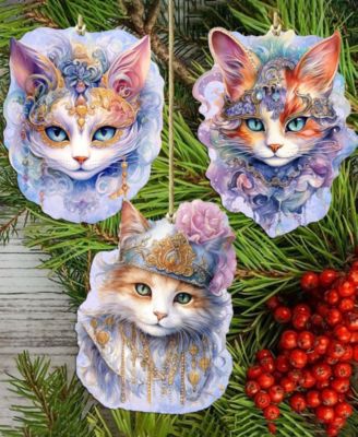 Beautiful Cats Holiday Ornaments, Set of 3