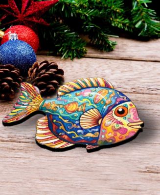 Fish Wooden Clip-on Ornaments, Set of 3