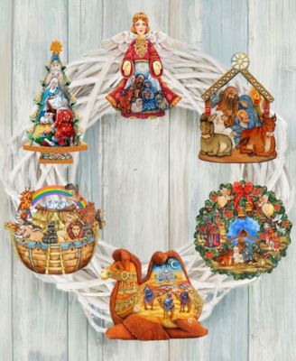 Nativity Wooden Clip-on Ornaments, Set of 6