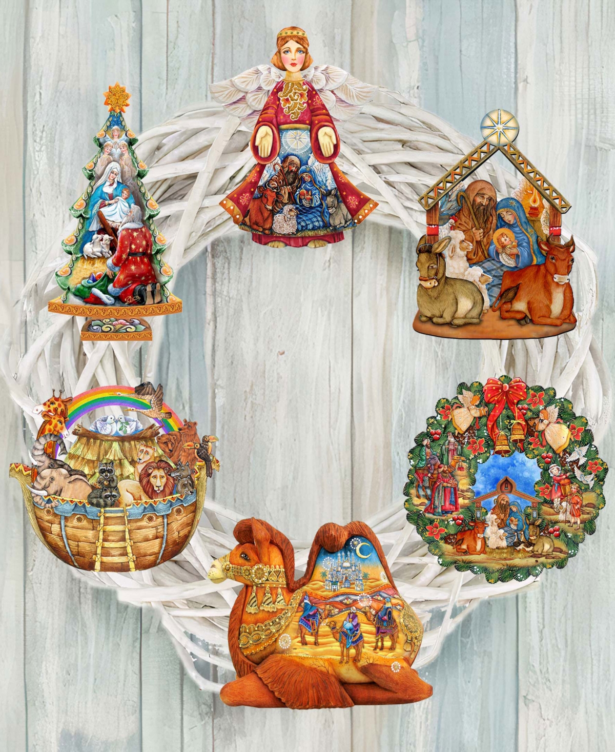 Designocracy Nativity Wooden Clip-on Ornaments, Set Of 6 In Multi