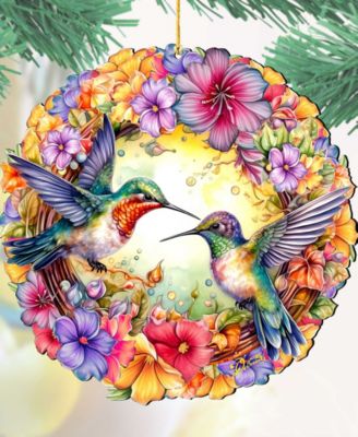 Hummingbirds Wreath Christmas Ornament