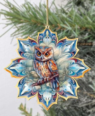 Great Horned Owl Snowflake Ornament