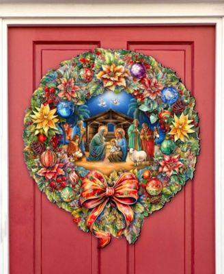 Nativity Wreath Holiday Door D&eacute;cor