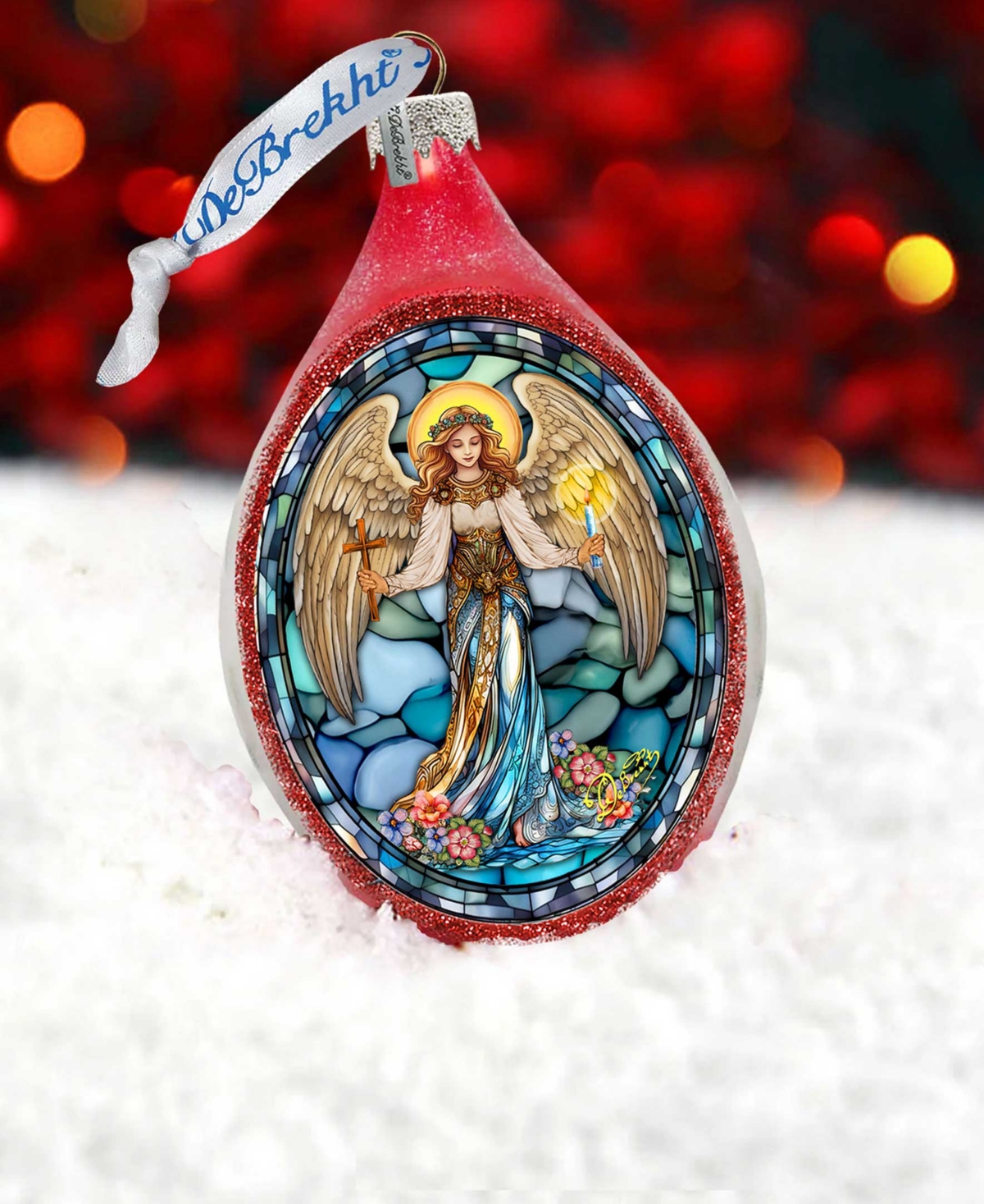 G.debrekht Holy Guardian Angel Drop Glass Ornament In Multi