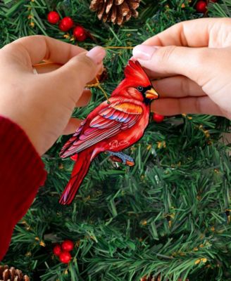 Red Cardinals Wooden Ornaments, Set of 3