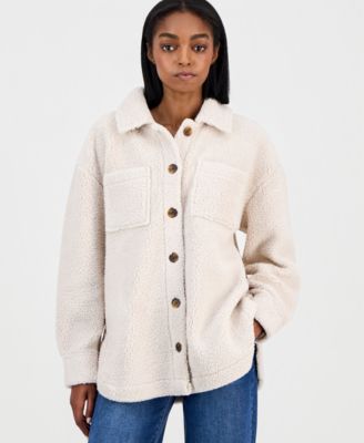 Juniors' Collared Long-Sleeve Plaid Shacket