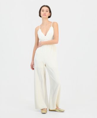 Sincerely Jules - Juniors' Crochet-Bust Sleeveless Jumpsuit