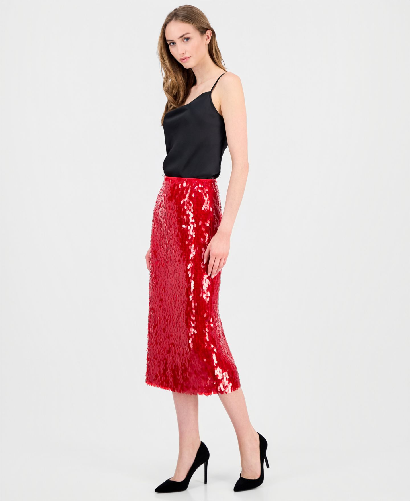 Женская юбка T Tahari Slim-Fit Sequin Midi, цвет: Love Star — фото 4