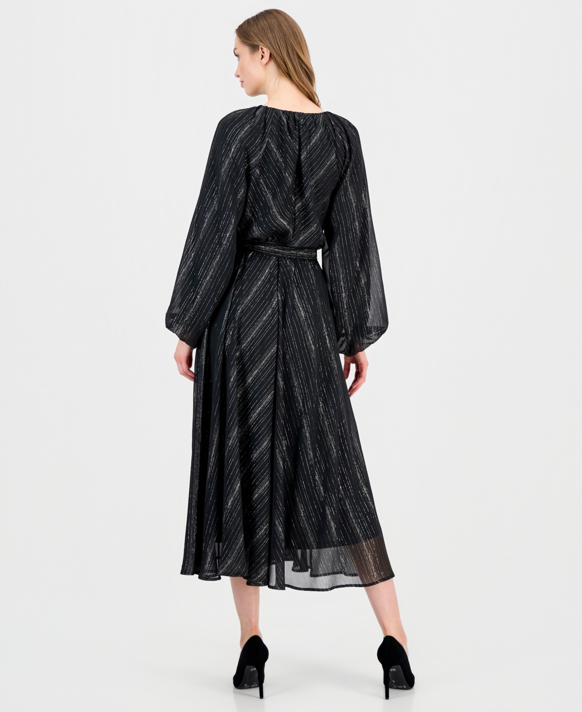 T Tahari Women's Long-Sleeve Fit & Flare Dress