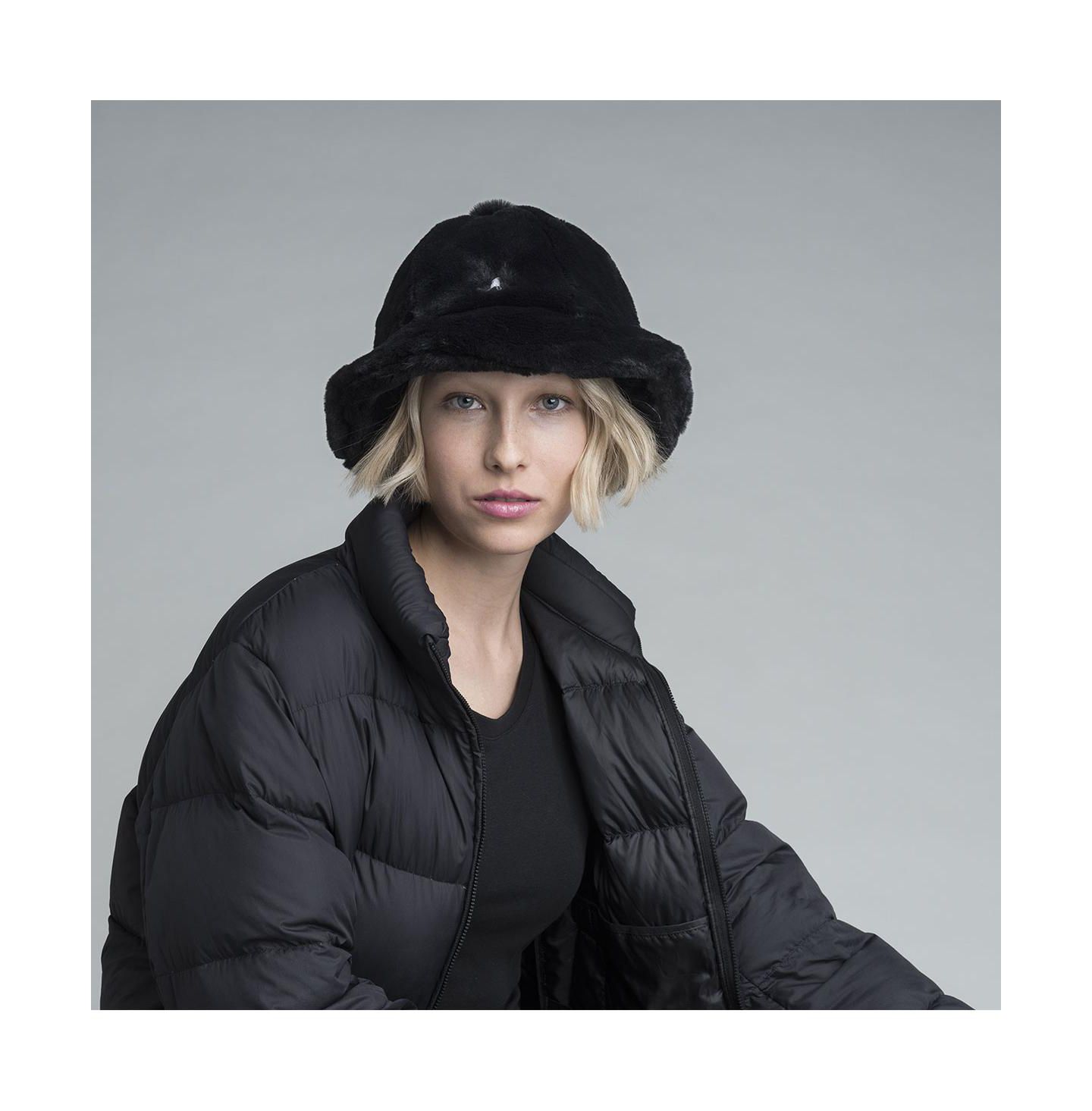 Мужская панама Kangol Faux Fur Casual Bucket Hat, цвет: Чёрный — фото 3