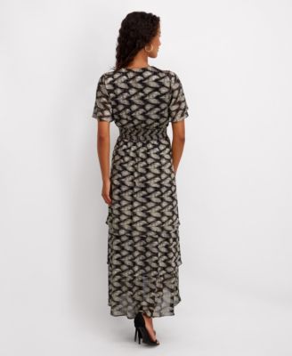 Women's V-Neck Tiered Maxi Dress