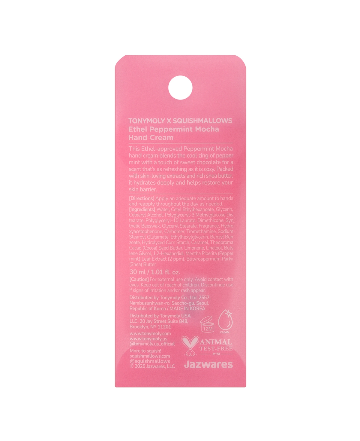 Tonymoly X Squishmallow Ethel Peppermint Mocha Hand Cream, 1.01 Oz. In Transparent