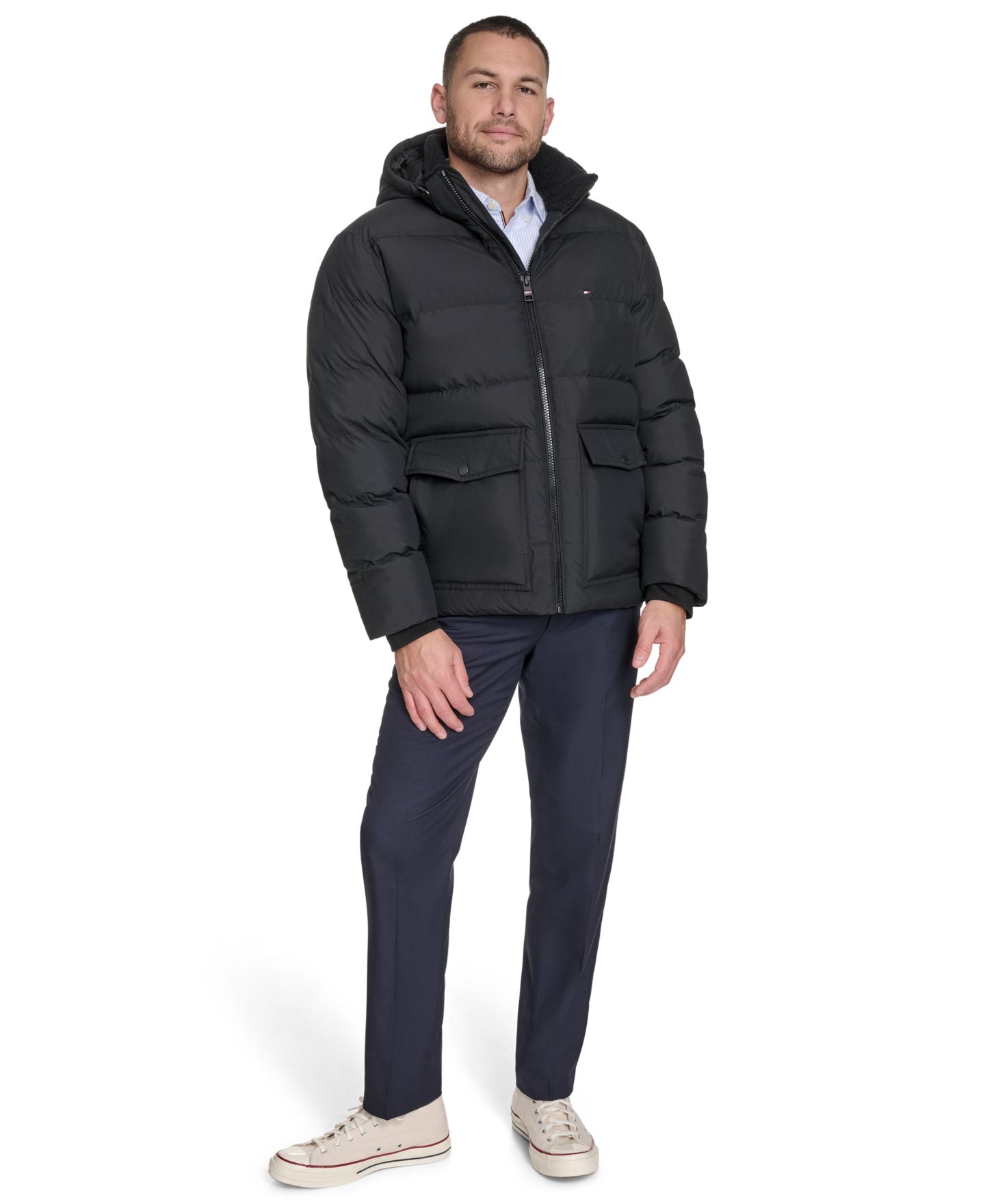 Мужская куртка Tommy Hilfiger Two Pocket Hooded Puffer, цвет: Чёрный — фото 7