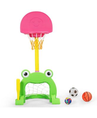 3-in-1 Kids Basketball Hoop Set Adjustable Sports Activity Center w/Balls