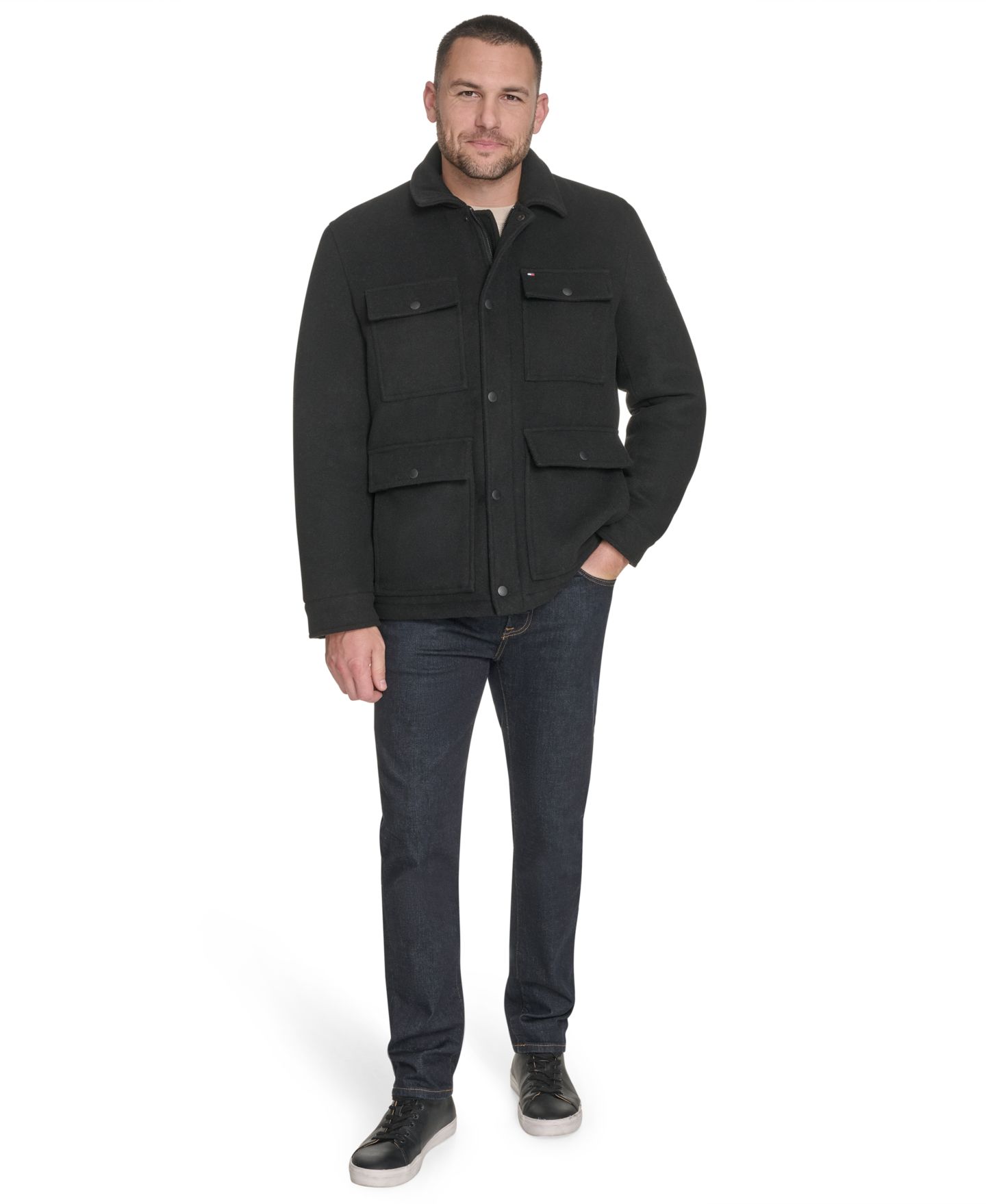 Мужская куртка Tommy Hilfiger Wool Blend Field, цвет: Чёрный — фото 2