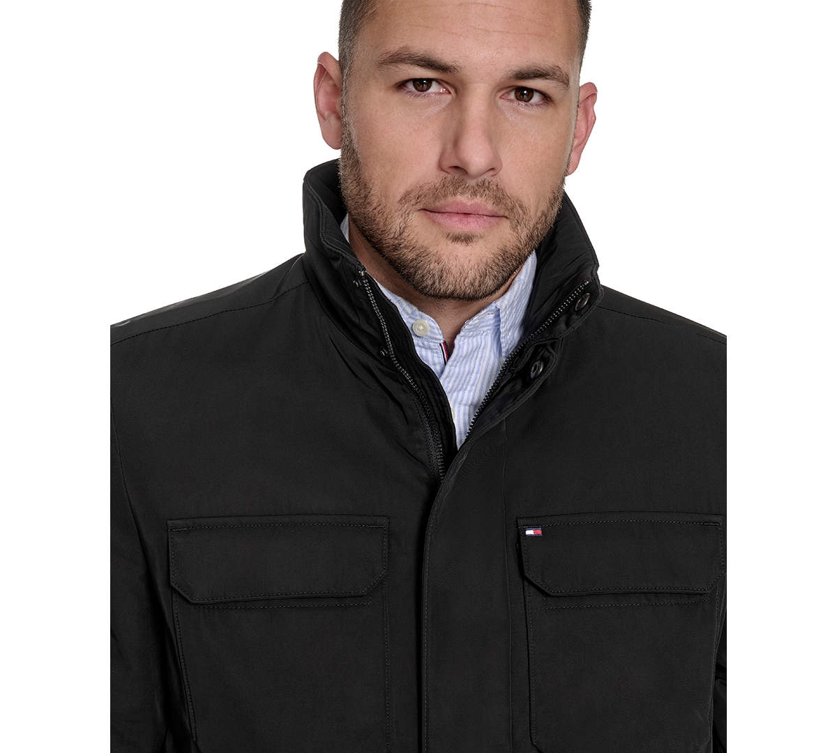 Tommy Hilfiger Men's Four Stand Collar Military-Inspired Field Jacket