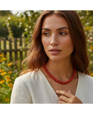 Plain Simple Smooth Classic Red Natural Carnelian Round 10MM Bead Strand Necklace Silver Plated Clasp