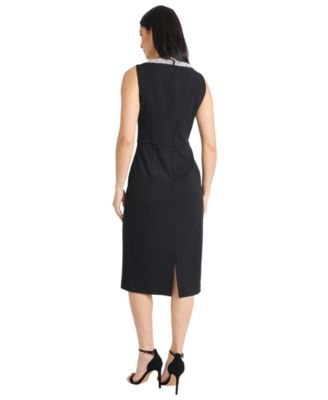 Women's V-Neck Embellished Sheath Dress