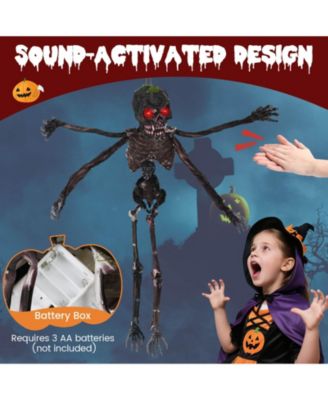 6 FT Animated Halloween Decoration Hanging Zombie Light-up Eyes Poseable Arms