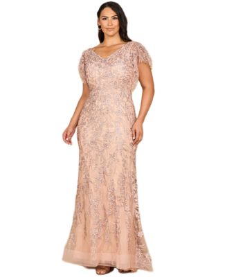 Women's Cap Sleeve Mermaid V-neck Gown