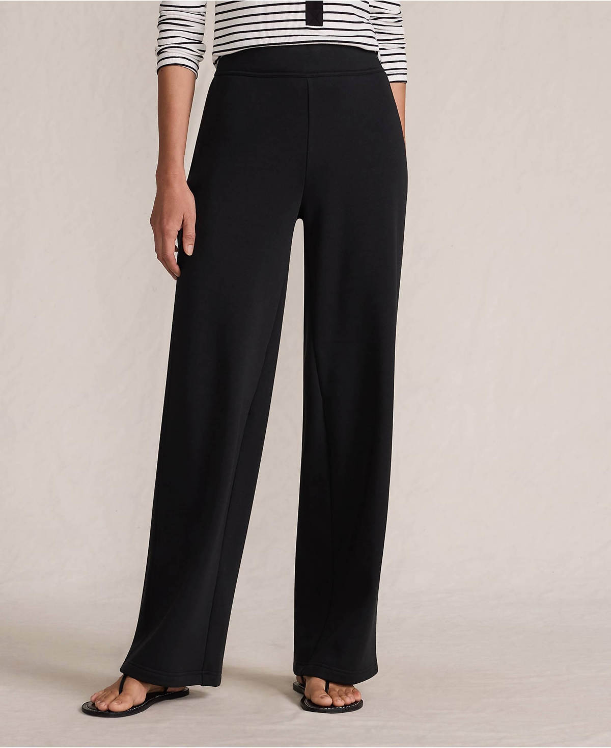Lands' End Women's Tall Serious Sweats High Rise Fleece Lined Straight Leg Pants