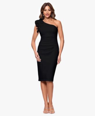XSCAPE - Women's Ruched Ruffled One-Shoulder Dress