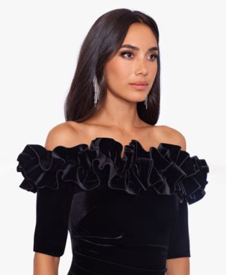 Women's Velvet Off-the-Shoulder Gown