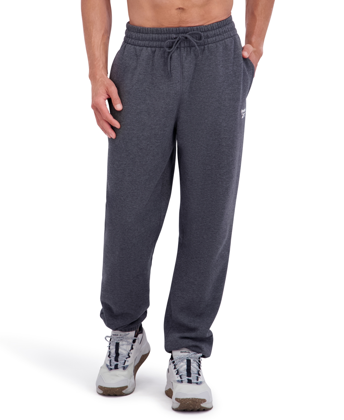 Reebok Men's Regular Fit Fleece Joggers In Gray